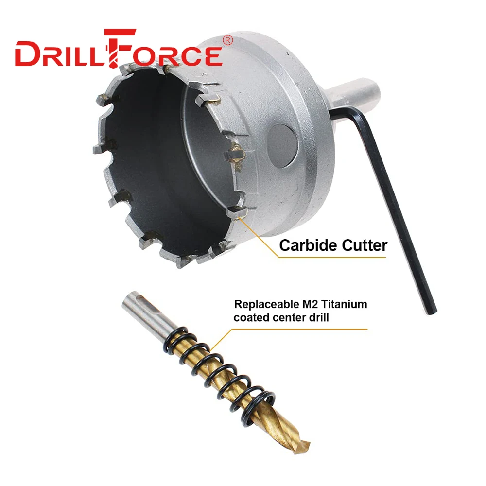 Imagem -03 - Drillforce-cobalto Liga Brocas Tct Buraco Saw Carbide Liga Cortador Chapa de Aço Inoxidável Ferro Kit de Corte de Metal 12200 mm