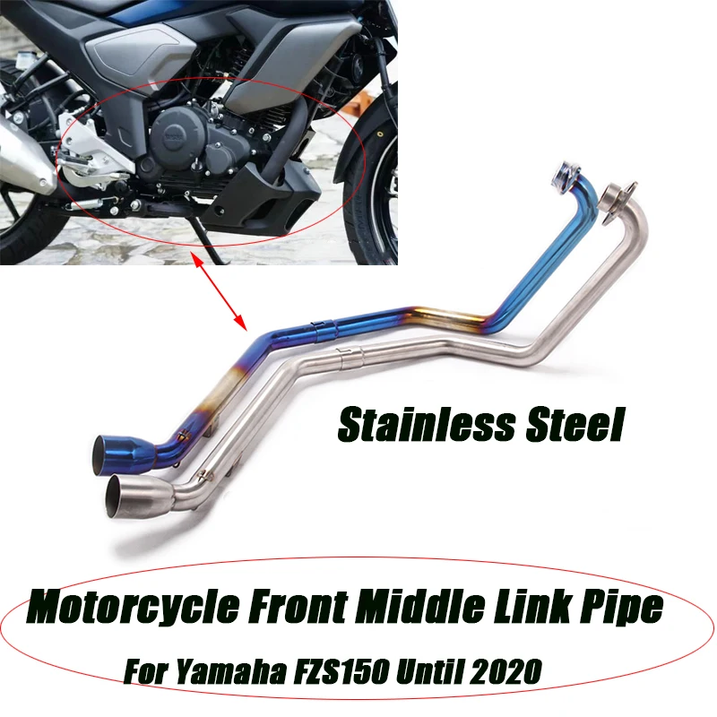 

Motorcycle Stainless Steel Front Middle Link Pipe Replace Original Full Tubes System installation For Yamaha FZS150 Until 2020