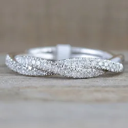 Huitan Newly-Designed Twist Rings with Dazzling CZ Silver Color Wedding Bands Rings for Women High Quality Hot Fashion Jewelry