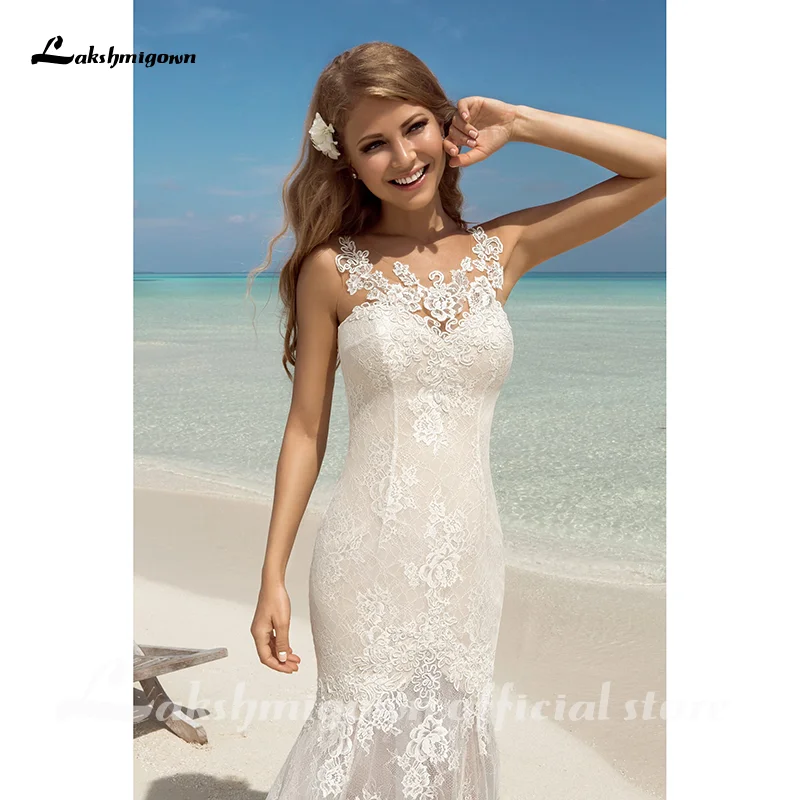 Weiß Hochzeit Kleid Spitze Appliques Blume robe de mariee Elegante Braut Kleid Spitze Hochzeit Kleider Schöne Meerjungfrau Brautkleid