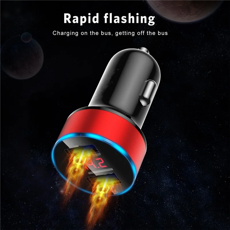 Car Charger 3.1A Quick Charge Dual USB Port LED Display Cigarette Lighter Phone Adapter for iPhone 12 11 8 Xiaomi redmi Sansung