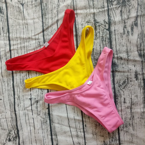 Imagen 2 del producto Bikini brasileño unicolor para mujer, traje De baño Sexy con hombros descubiertos, ropa De baño femenina, 2019