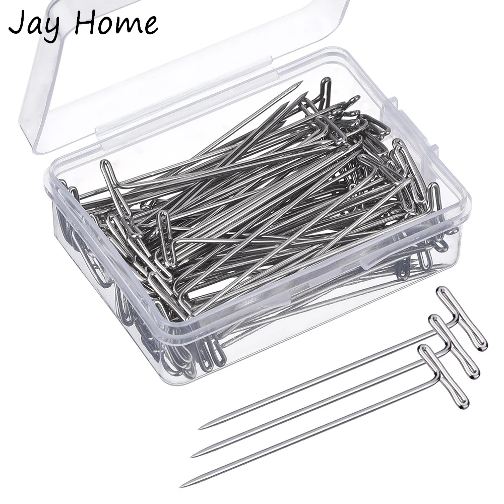 100Pcs 38mm Stainless Steel T Sewing Pins Dressmaker Straight Pins Fine Satin Head Quilting Pins for Jewelry Making Sewing Tools