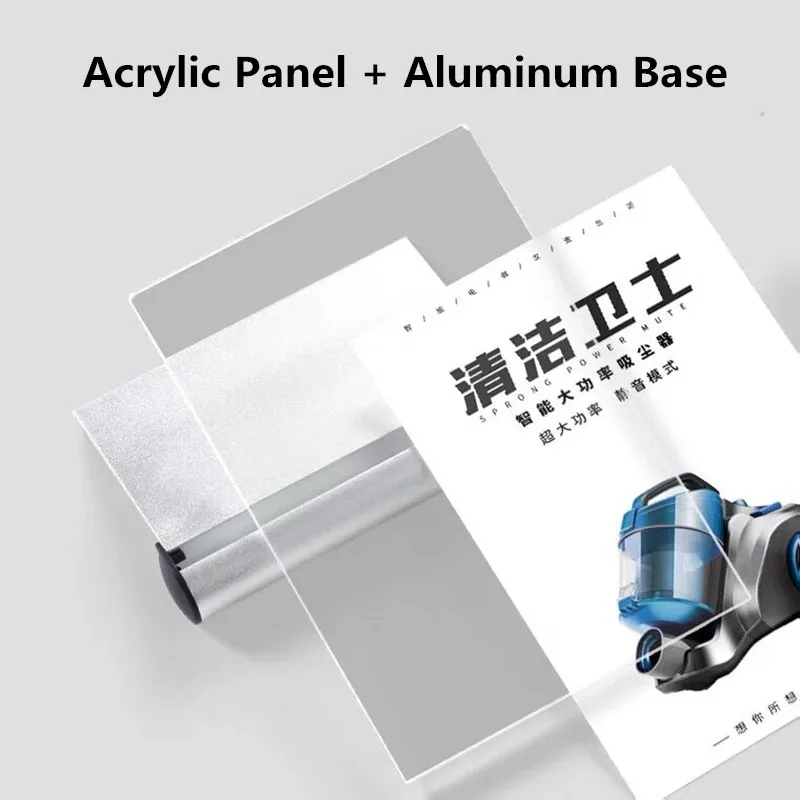 90x55mm Mini Table Acrylic Sign Holder Display Stand With Aluminum Base Price Label Card Holder Photo Picture Poster Frame