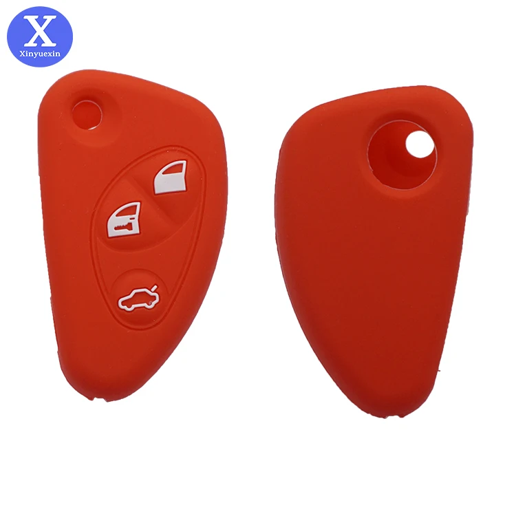 Xinyuexin 3 Buttons Silicone Remote Car Key Cover for Alfa Romeo Keys 147 156 166 GT Keyless Fob Replacement Folding Case Holder