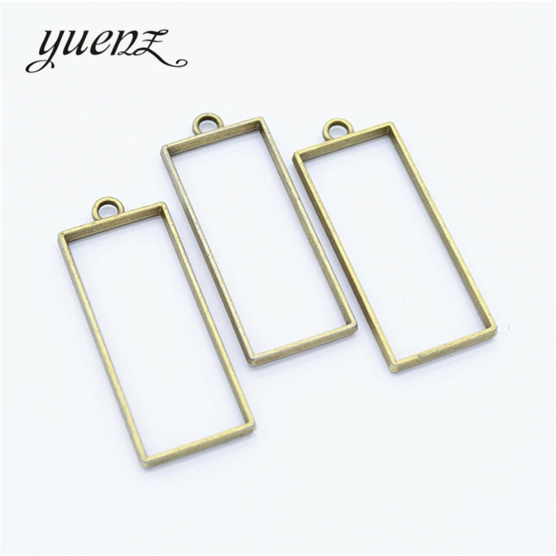 YuenZ 6pcs 7Color rectangle Charm Alloy Jewelry Accessories Rectangle Charm Hollow Glue Blank Pendant Tray Bezel 34*19mm B174