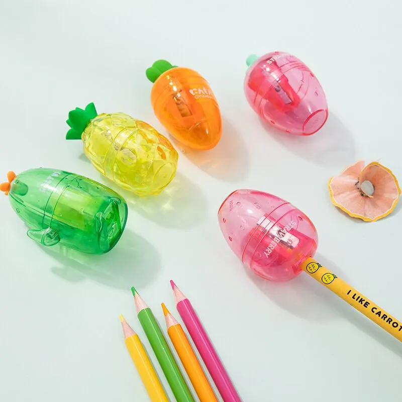 Sharkbang New Arrival Kawaii Carrot Strawberry Cactus Pencil Sharpener Pencil Cutting Study Tools Kids Gift School Stationery