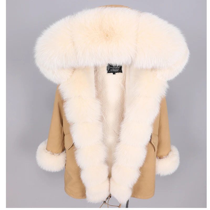 

Casual Loose Jacket Winter Women's Clothing The New Faux Fur Lining Parka Oversized Fox Fur Collar Real Fur Coat Woman Long Coat