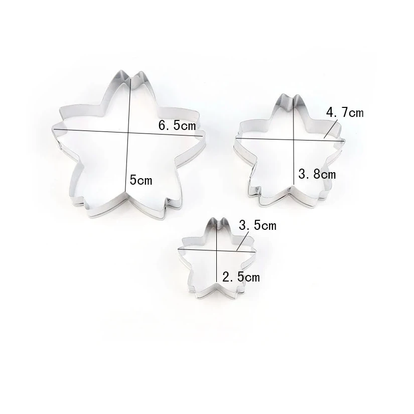 3 pcs/set Sakura Petal Cutters Set Stainless Steel Fondant Cake Cookie Decorating Tools