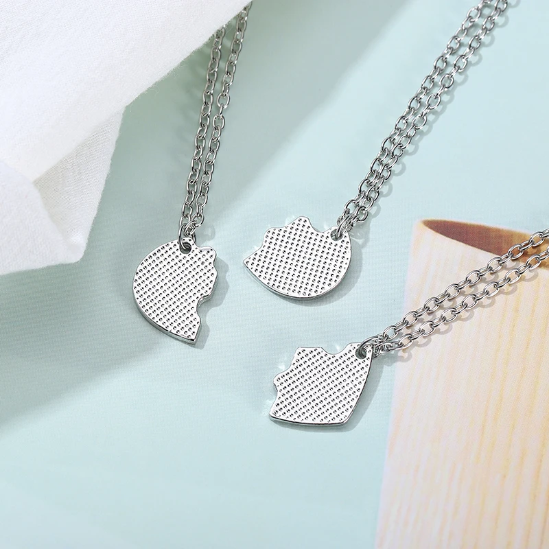 3Pcs Big Sister Middle Sister Little Pendant Necklace Women Hollow Heart Puzzle Sis Friend Pendant Family Jewelry Gifts