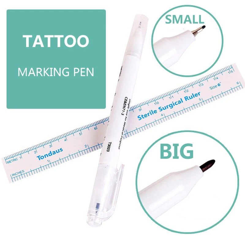 10pcs Tattoo Skin Marker Piercing Marking Pen Eyebrow Marker Tattoo Scribe Tool Supply Purple Double Heads Point Marking