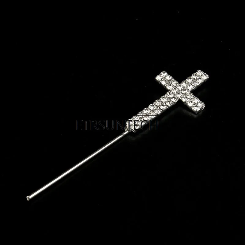 100pcs Rhinestone Cross Cupcake Cake Topper Religious Wedding Baptism Christening First Communion Marriage Baby Shower Decor