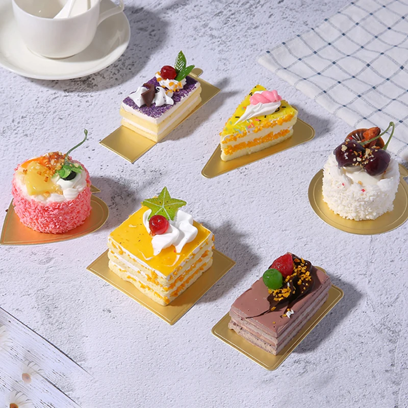 100PCS Mini Cake Boards Golden Cardboard Mousse Cake Base Round Square Rectangle Dessert Display Plates Pastry Decorating Tools view 2