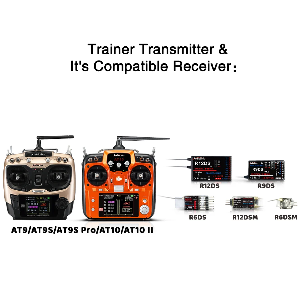 Radiolink RC Transmitter Wireless Training Cable Work on AT9S Pro AT10II RC Controller As Fly Teaching Trainer Student Operation