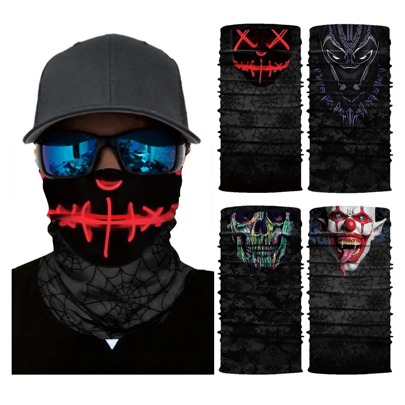 Multifunction Cycling Scarf Bandanas Funny Grimace Skull Seamless Magic Face Mask Neck Warmer Shield Fishing Headband Men Women