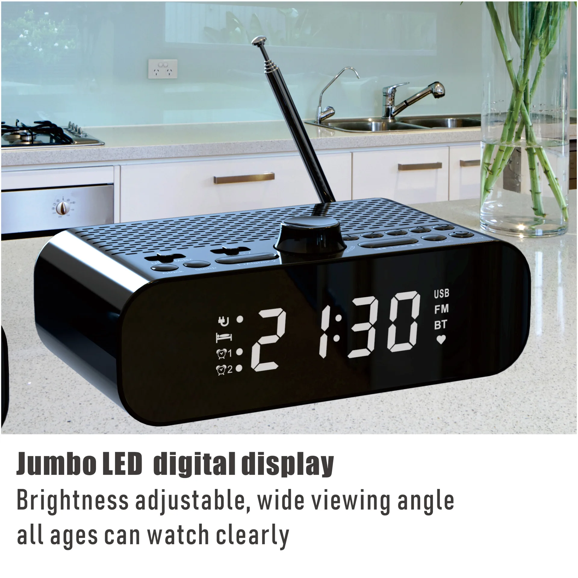 Mini rádio fm portátil despertador duplo receptor de rádios fm sem fio bluetooth alto-falante mp3 leitor música suporte u disco play