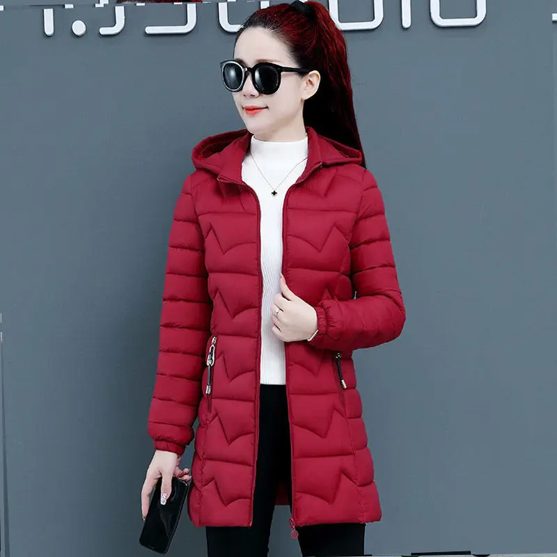 

Cotton-padded Women Mid-length Coat New 2021Winter Female Hot Outer Wear Loose Cotton-padded Jacket Korean Slim Jacket BlackC305