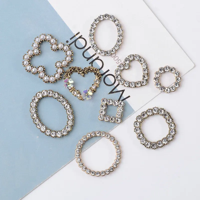 

10 Pcs New Round Pearl Rhinestone Alloy Jewelry Flower Plate DIY For Hair Accessories Shoes Clothing Bag Brooch Pin Accessories