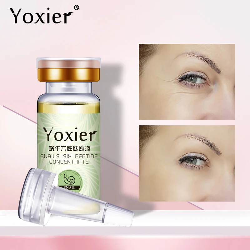 Yoxier 10PCS Snails Serum Six Peptide Hyaluronic Acid Concentrate Blackhead Removing Moisturizing Skin Care Whitening Anti-Aging