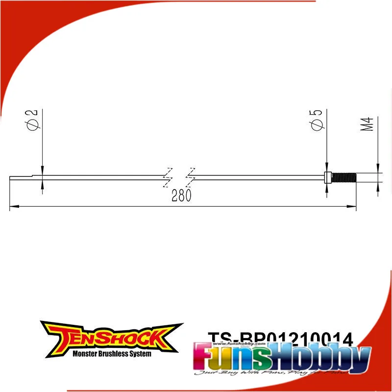 Tenshock Mini Mono Hard Shaft 280mm For Mini Scord Mini-DOM TS-BP01210014