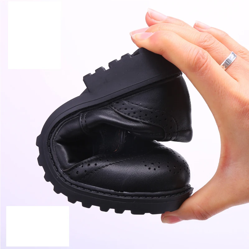 Children leather shoes kids black white school student performance shoes British casual laces soft leather shoes size 26 to 42