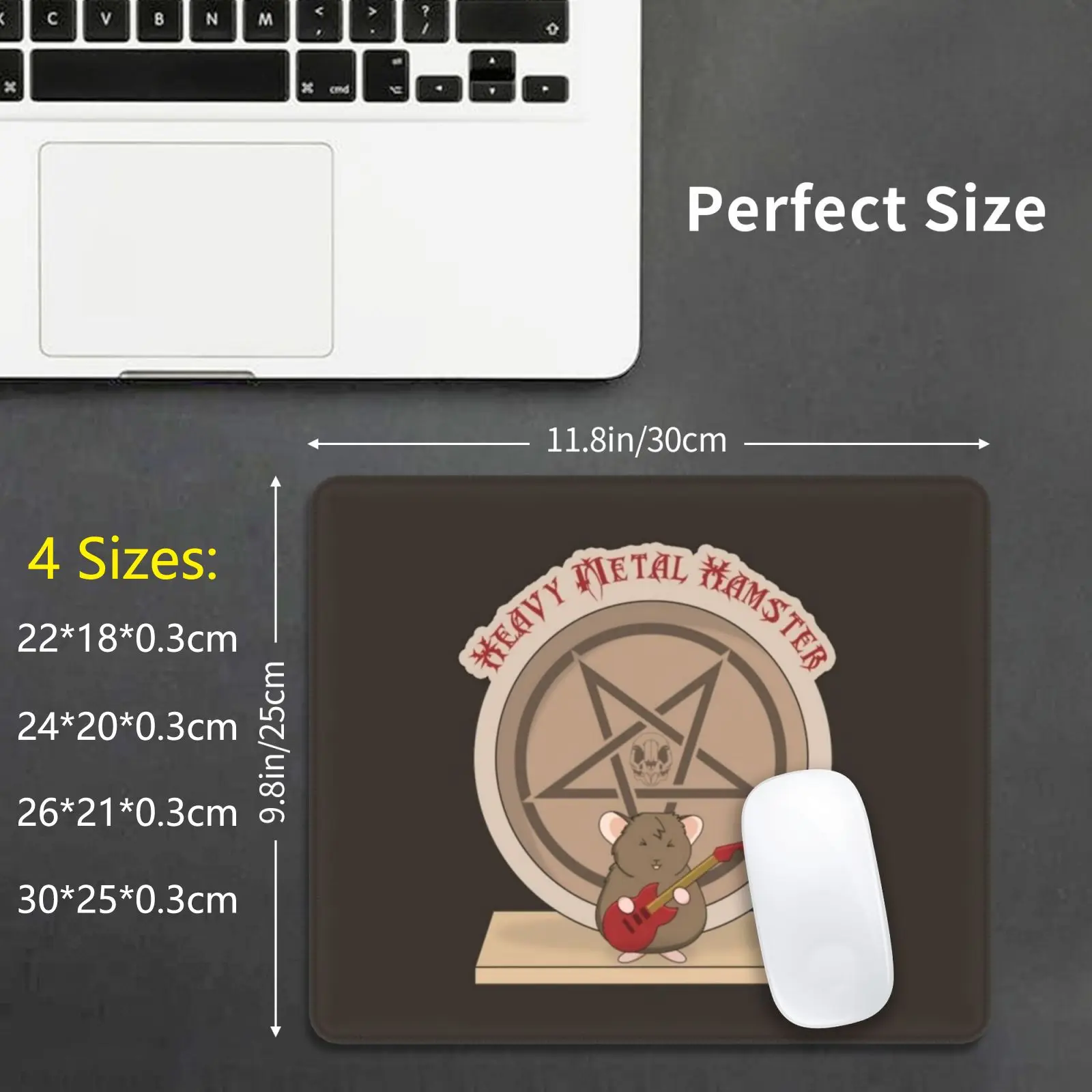 Heavy Metal Hamster Mouse Pad DIY Print Cushion Hamster Rodent Pet Animal Metal Heavy Rock Pentagram Skull Wood