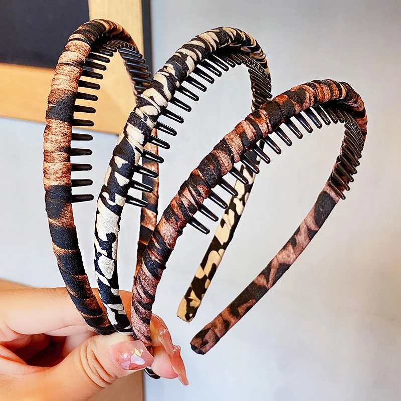 New Women Elegant Print Leopard Toothed Vintage Hairbands Bangs Broken Hair Finishing Wash Headband Fashion Hair Accessories