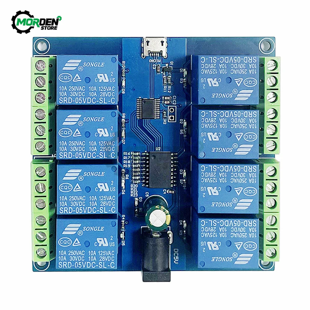 HID Drive Free USB Control Switch Relays Board 8-Channel 5V Relay Module Power Supply for Electrical Appliance Dropship