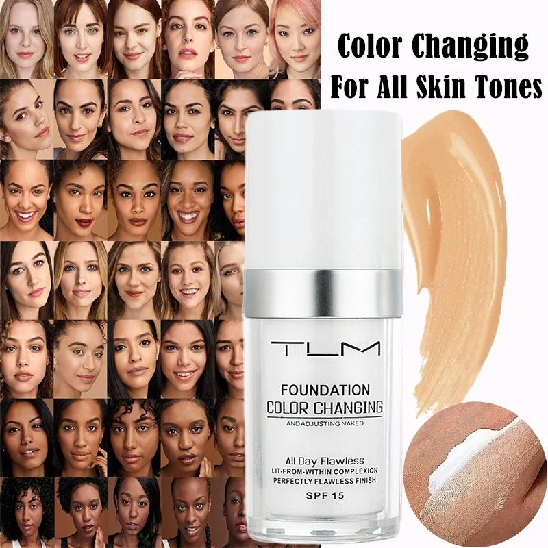 Color Changing Foundation for All Skin Colour Makeup Base Liquid Foundation Cover Concealer Cream SPF15 30ML