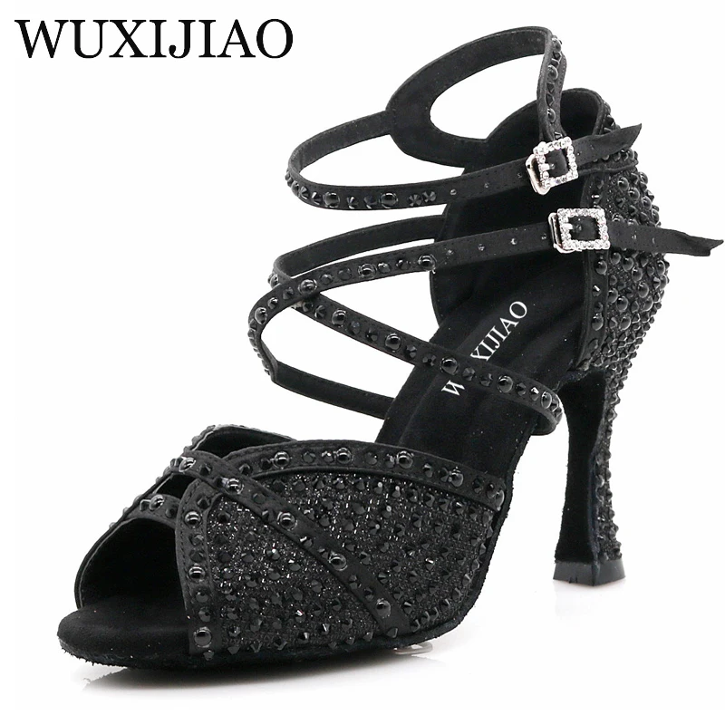 WUXIJIAO Brand Latin Dance Shoes Pearl Series Dance Shoes Salsa Women's Ballroom Dance Shoes Kuba Heel