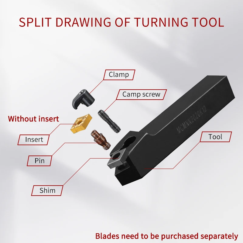 External Turning Tool Holder MCMNN1616/2020/2525/3232 Acute angle Carbide Inserts CNMG12 MCMNN Lathe Cutting Machine Tools
