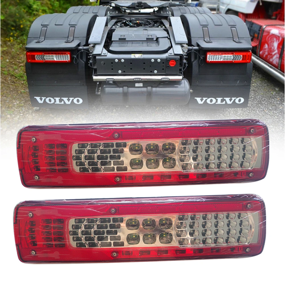 2PCS 24V Car LED Rear Tail Lights for Volvo FH4 FH02 FM420/460 Truck Trailer With Buzzer Sound Tractor iron ox tail lamp Horn