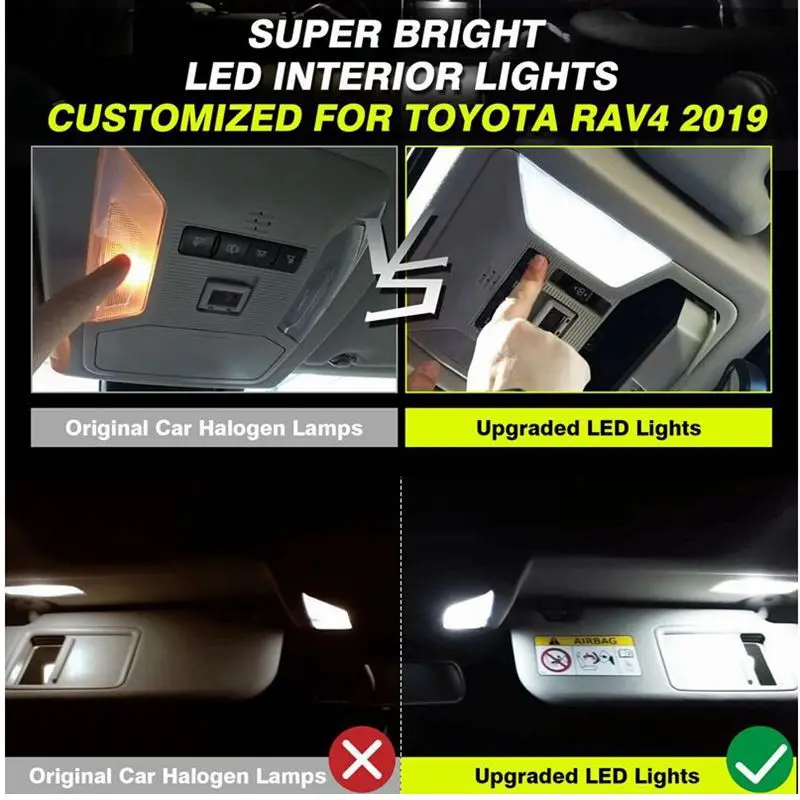 Hot Car White LED Interior Upgrade Light Lamp Bulb Kit fit for Toyota RAV4 XA50 2019 2020 2021