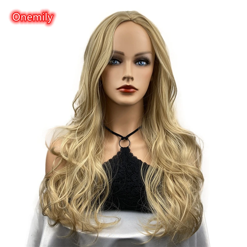 

Onemily 26 Inch Very Long Natural Wave Blonde Wig Women Synthetic Fashion Hair for Daily