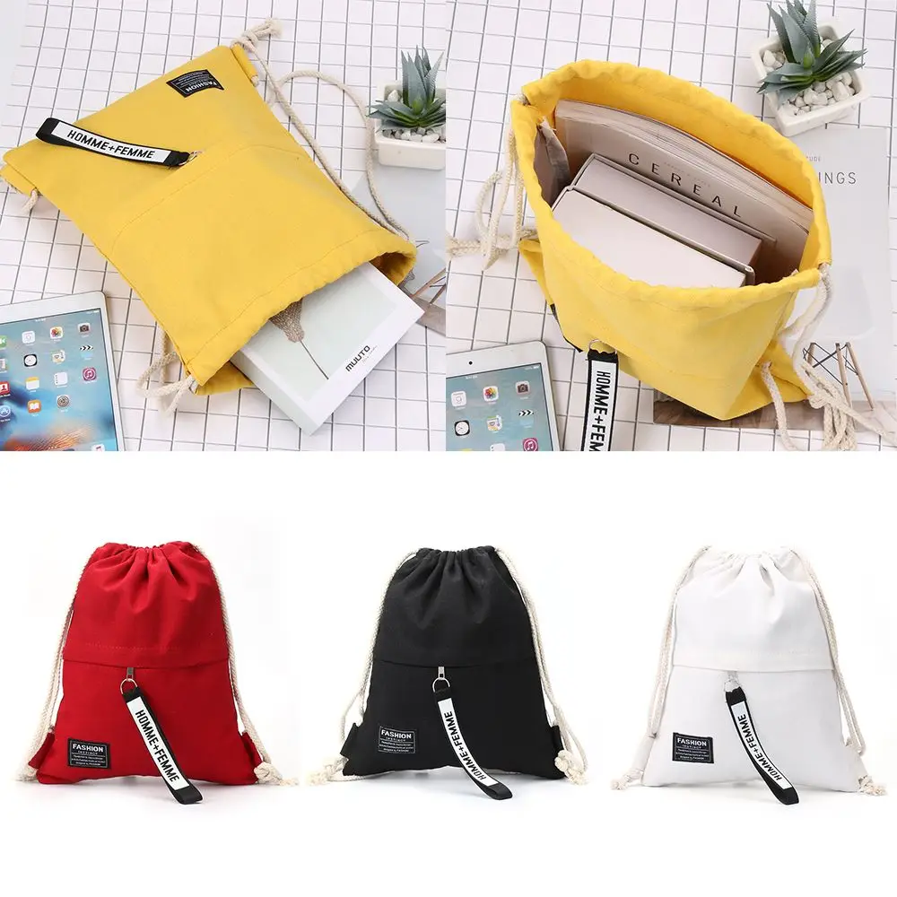 Portable Handbag Travel Pouch Canvas Drawstring Backpack String Knapsack School Back Pack School Gym Drawstring Bag