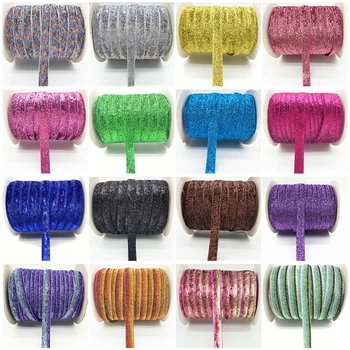 5 야드 6-25mm 반짝이 리본 웨딩 파티 장식 수제 선물 포장 머리 Bowknot DIY 크리스마스