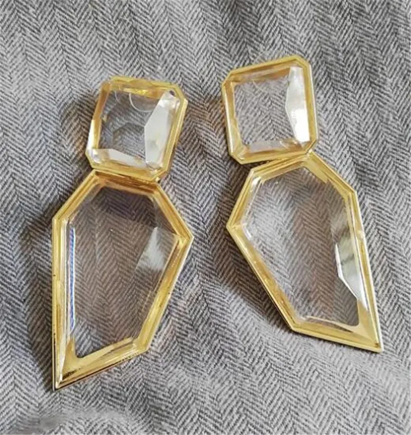2025 New Transparen Resin Geometric Statement Earrings Women Jewelry Indian Retro Large Long Drop Dangle Earrings