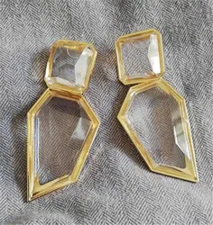 2025 New Transparen Resin Geometric Statement Earrings Women Jewelry Indian Retro Large Long Drop Dangle Earrings