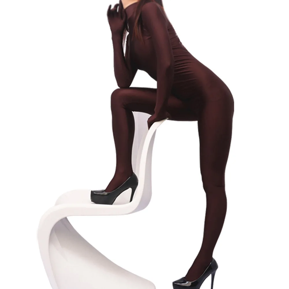 High Elastic Spandex Bodysuit Ladies Sexy Bottoming Tights Shiny Full Body Jumpsuit Shaping Dance Catsuit Erotic Club Wear