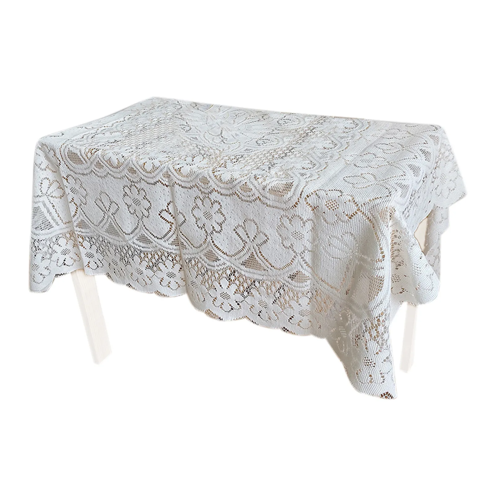 

Europe LaceTablecloth White Hollow Lace Cotton Linen Dustproof Table Cloth Wedding Banquet TV Cabinet Cover Cloth