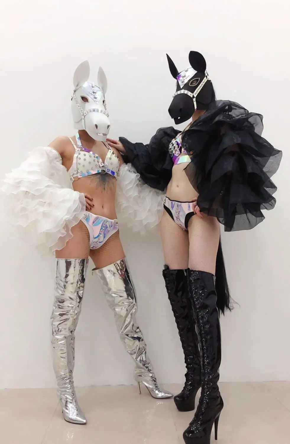

Черно-белая женская одежда для вечеринки, ночного клуба, косплея, сексуальные наряды