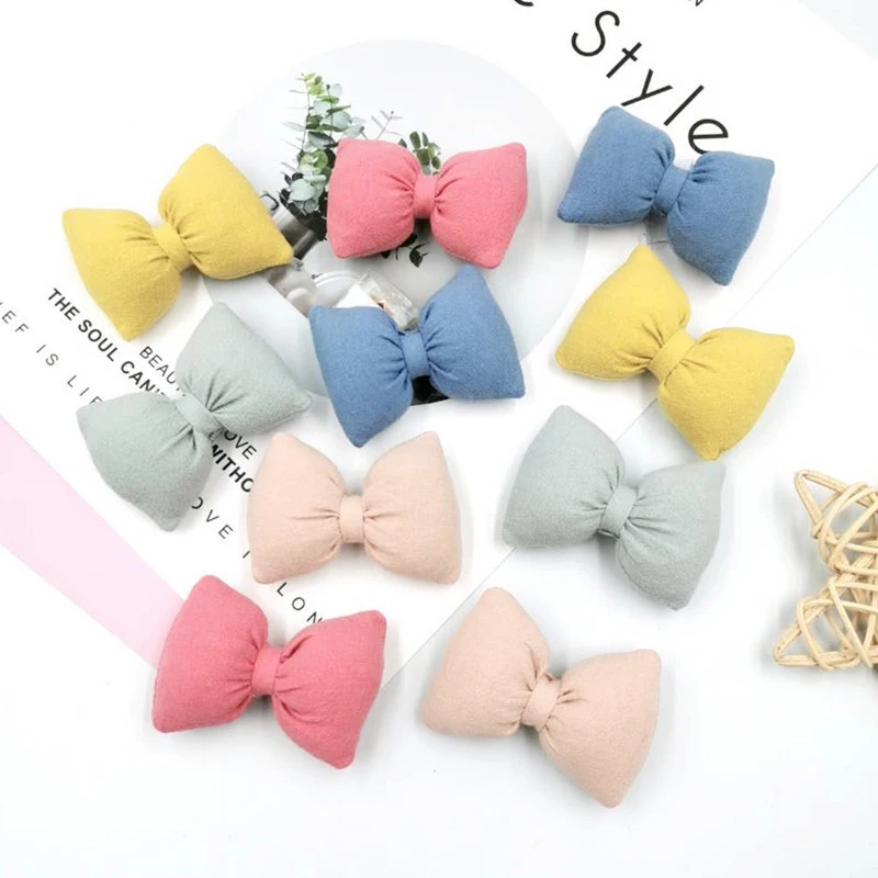 5Pcs Cute Cloth Bowknots Appliques Ornaments DIY Craft Supplies Kids Hair Accessories Materials Sewing Shoe Garment Padded Patch