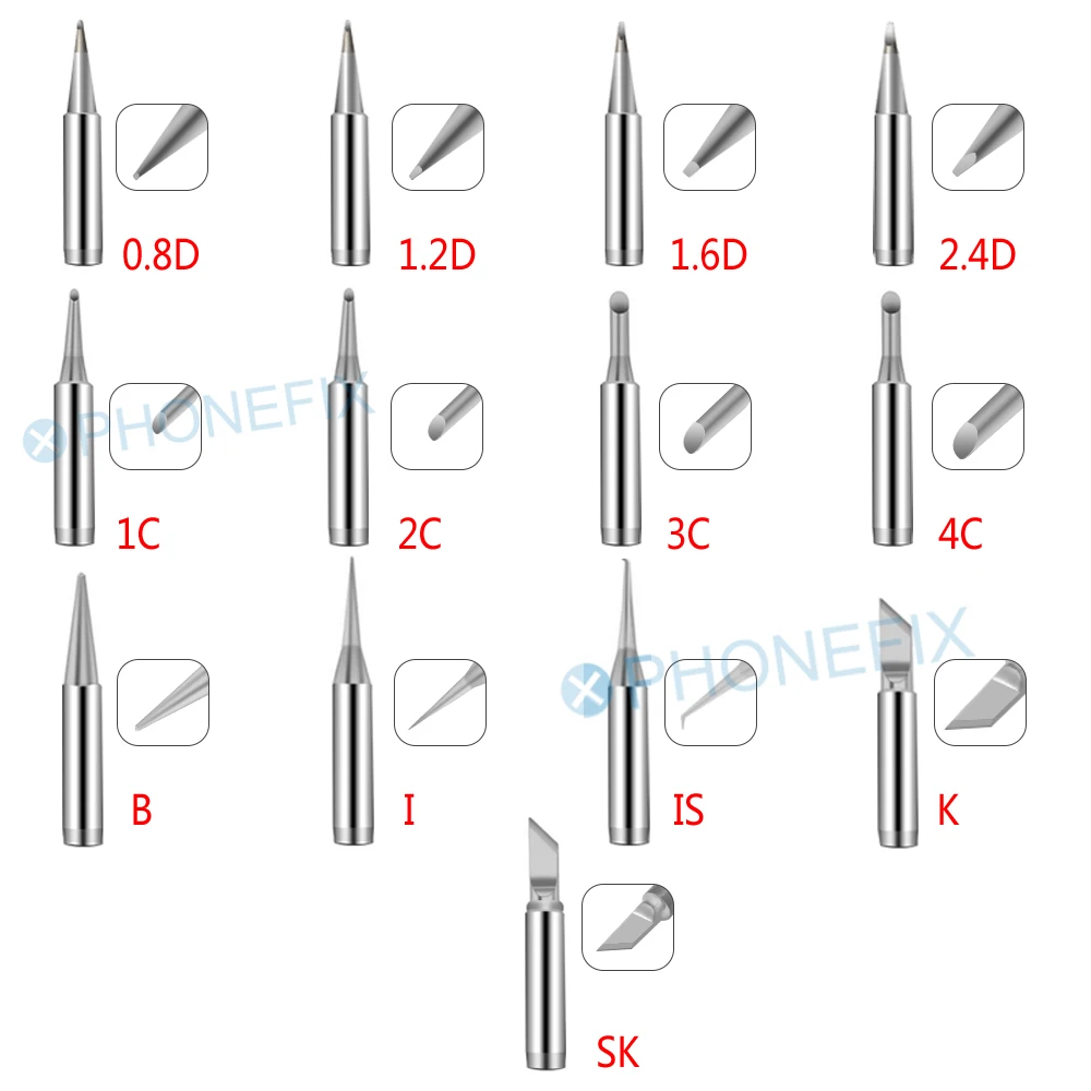 5 szt. Końcówki lutownica I/B/K/2.4D/3C 900M czysta miedziana głowica spawalnicza BGA narzędzia do lutowania do 936 stacji przeróbek 852d + 909D