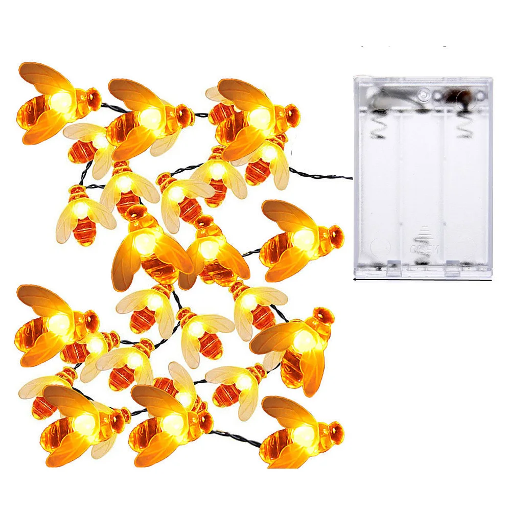 1.5/3m Bee Shaped 20 LED String Light Battery Operated Christmas Garlands Fairy Lights For Room Holiday Party Garden Decoration