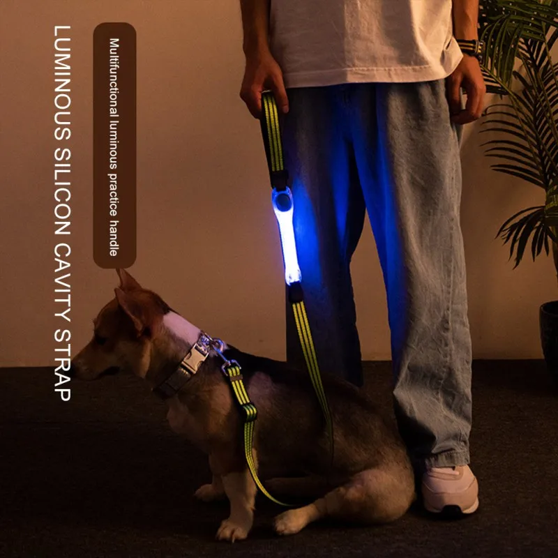 Pet Luminous Collar Dog Pet Collar Flashing USB LED Safety Light Up Led Pet Multi-function Traction Rope Collar #0