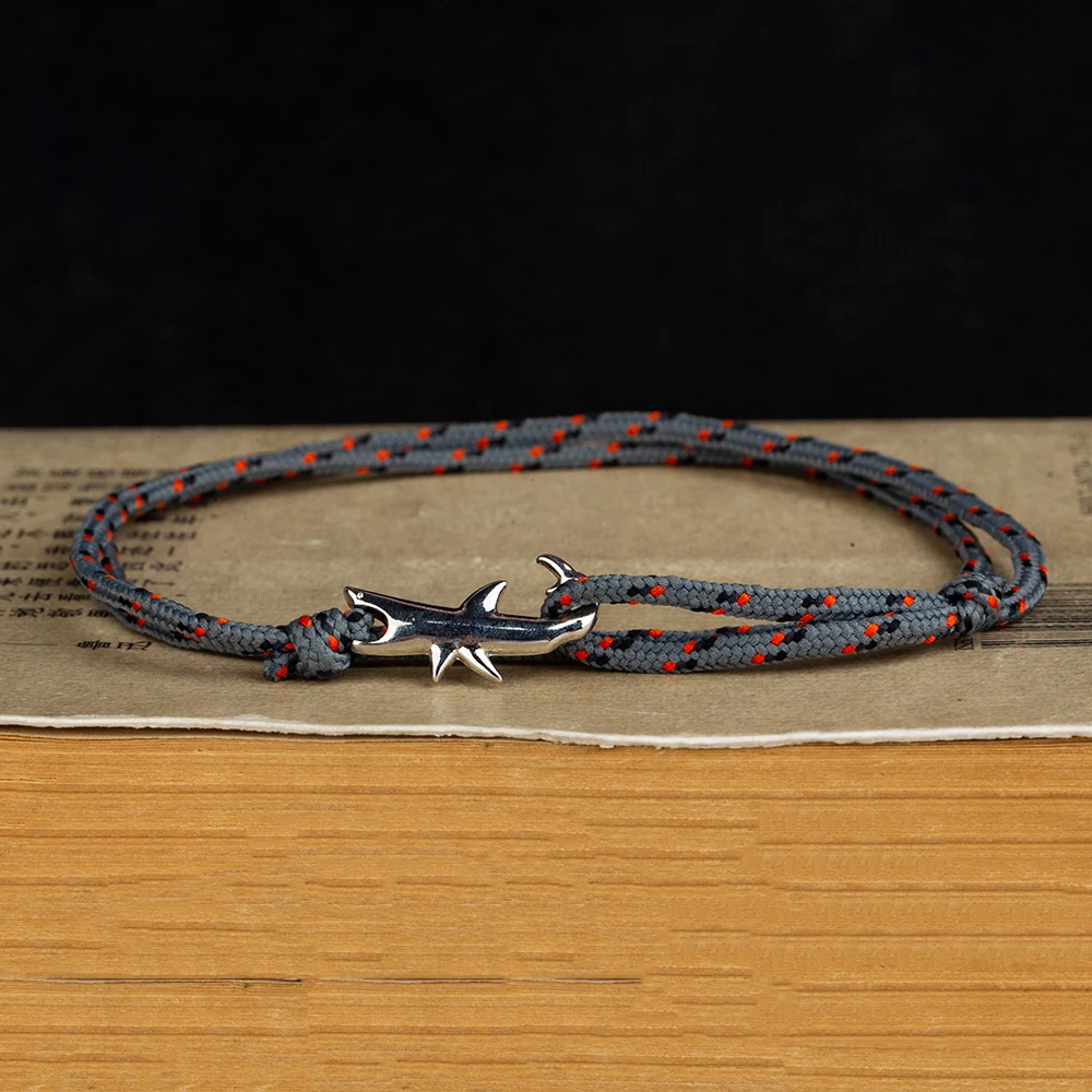 MKENDN Navy style Adjustable Multilayer Rope Shark Anchor Bracelet Men Women 550 Paracord Camping Jewelry Wrap Metal Hooks