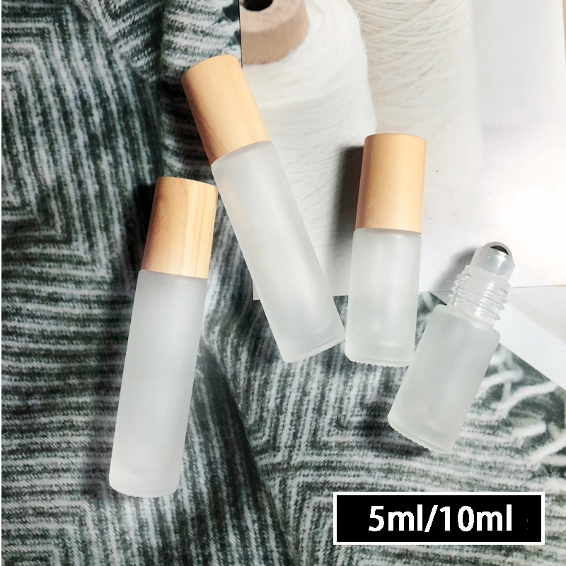 5ml 10ml 10 sztuk/partia puste matowe rolki butelki olejek rolki na butelki z kulkami ze stali nierdzewnej szklane butelki perfum