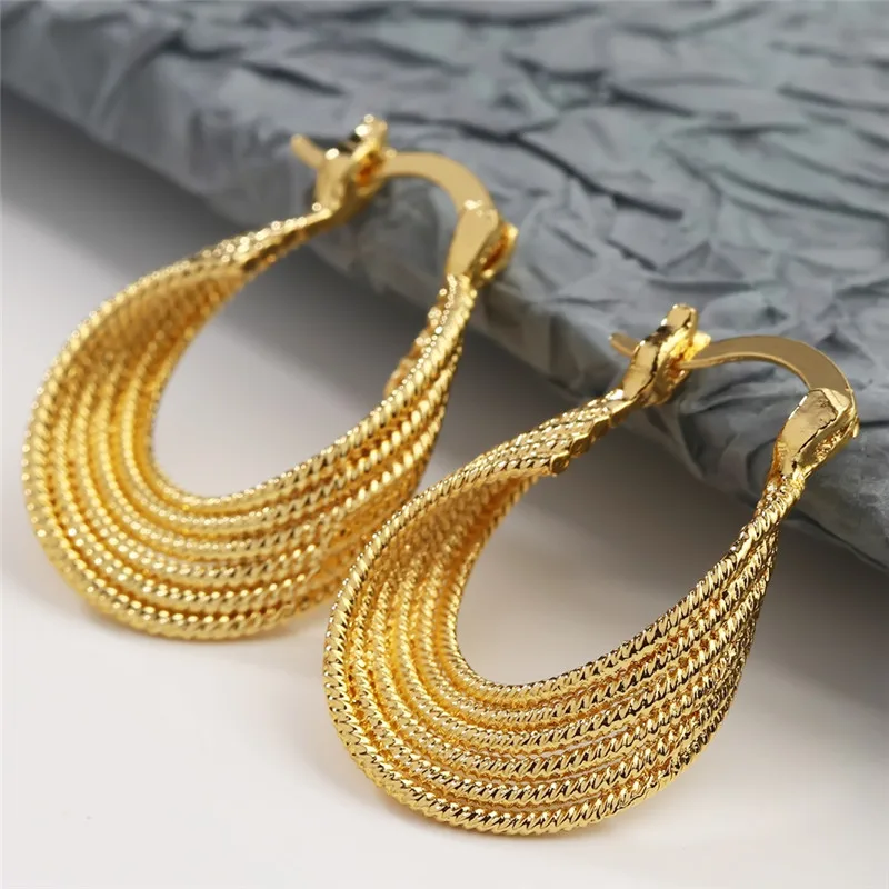 Vintage Simple Geometric Small Circle Hoop Earrings Shiny Gold Color Fashion Brand Jewelry for Women Wedding Party  Gift