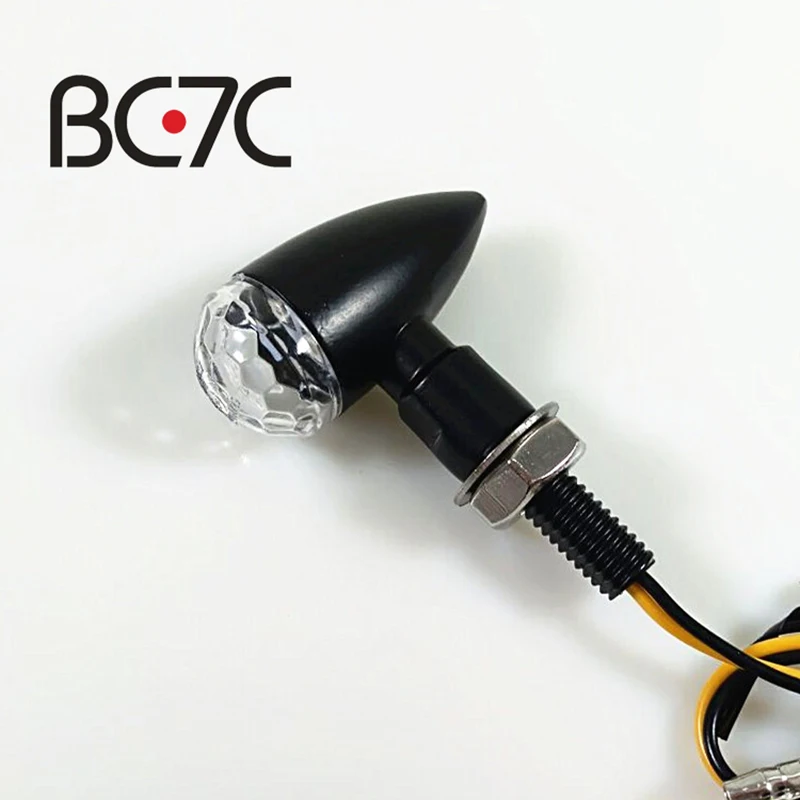 Motorcycle Mini Bullet Turn Signal LED Blinker Lights  Amber Flashing Lights For Harley Chopper Bobber Custom