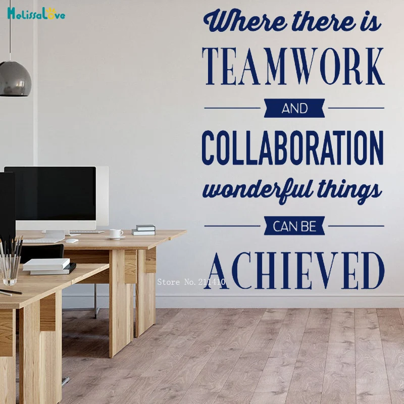 Where These Is Teamwork Sign Office Wall Art Sticker Collaboration Wonderful Thing Can Be Achieved Inspirational YT3290